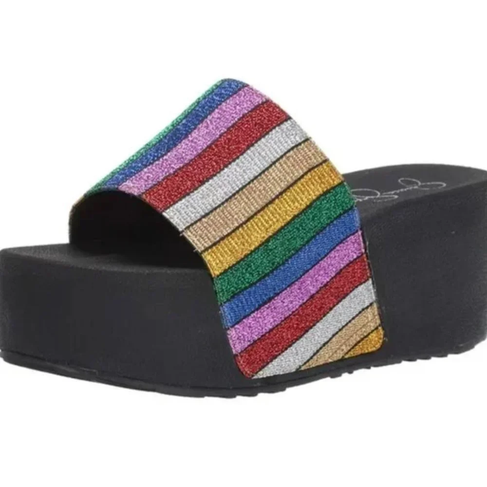 Jessica Simpson Faille Slide Sandals Rainbow Multi